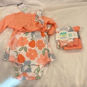 Carter's Orange and White Floral Set